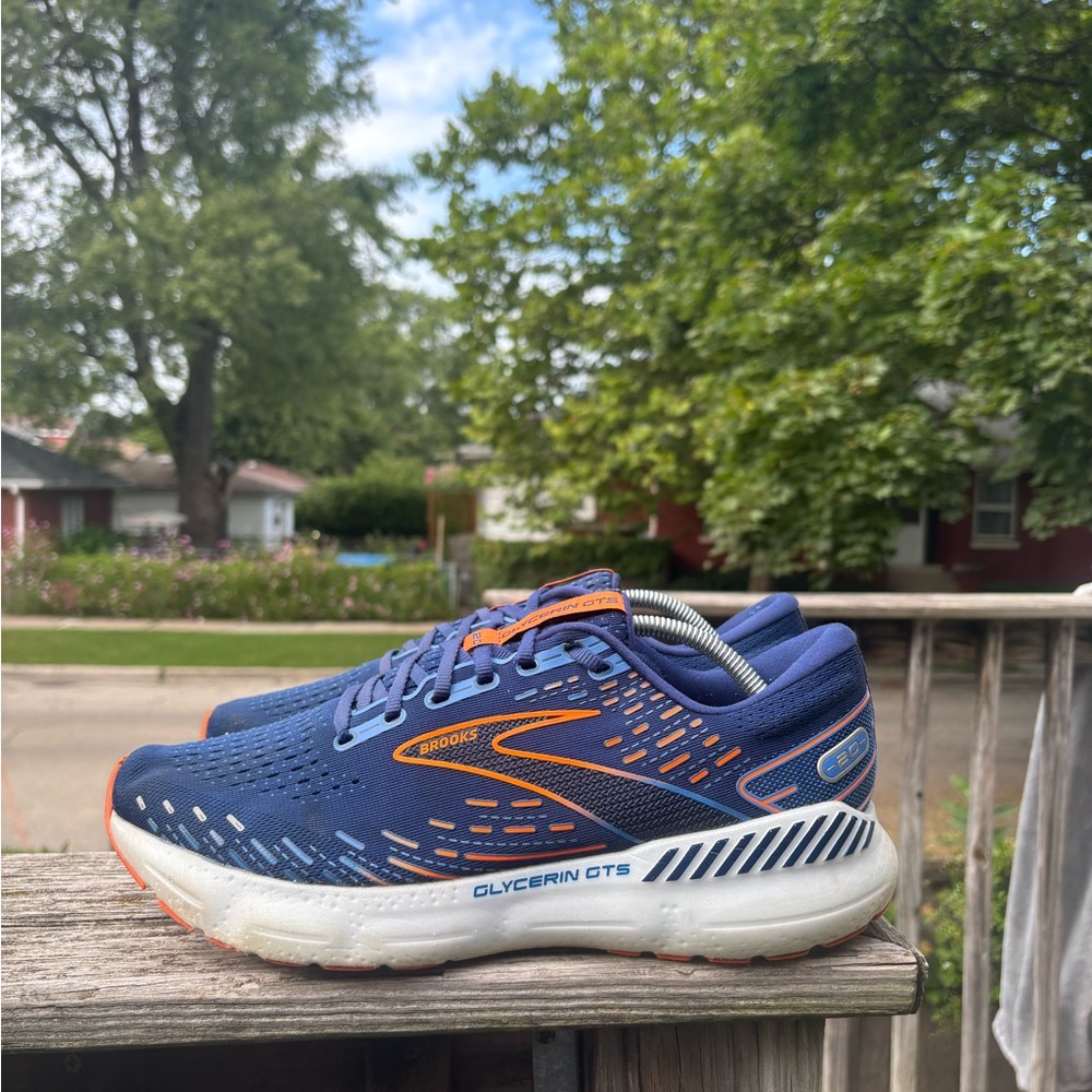 Brooks Glycerin GTS 20 Mens Size 11.5 Blue Gray Running Athletic Shoes Sneakers